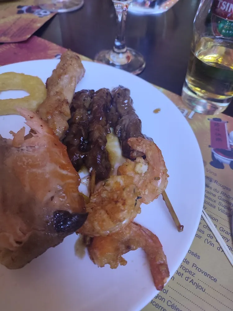 Brochettes de Gambas Saumon Poisson Variés